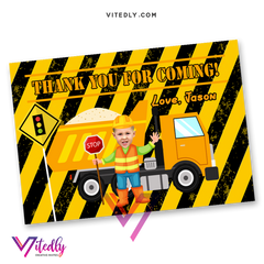 Construction Birthday Thank you card