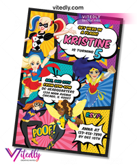 DC Superhero Girl Birthday Invitation, DC Superhero Girl Invitation