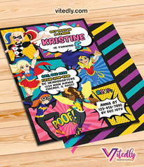 DC Superhero Girl Birthday Invitation, DC Superhero Girl Invitation