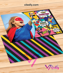 DC Superhero Girl Birthday Invitation, DC Superhero Girl Invitation