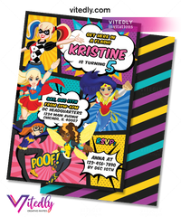 DC Superhero Girl Birthday Invitation, DC Superhero Girl Invitation