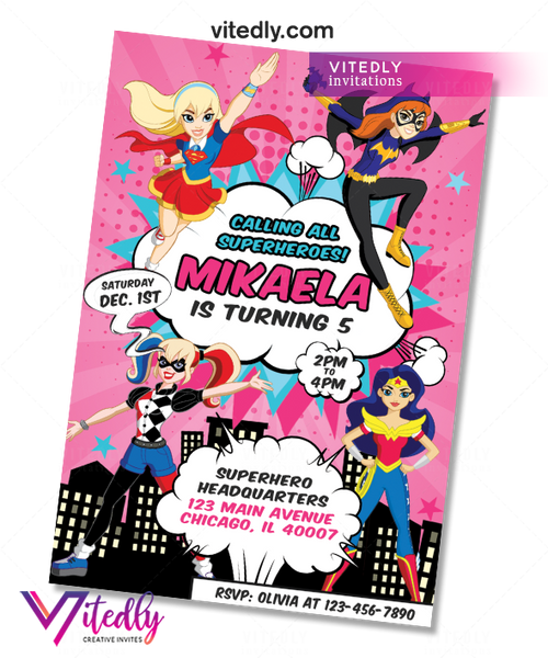 DC Superhero Girl Invitation – Vitedly