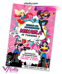 DC Superhero Girl Invitation, DC Superhero Girl Birthday Invitation