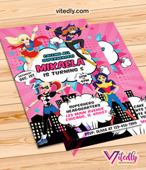 DC Superhero Girl Invitation, DC Superhero Girl Birthday Invitation