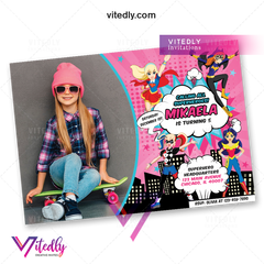DC Superhero Girl Birthday Invitation, DC Superhero Girls Invitation