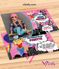 DC Superhero Girl Birthday Invitation, DC Superhero Girls Invitation