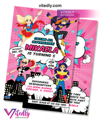DC Superhero Girl Invitation, DC Superhero Girl Birthday Invitation