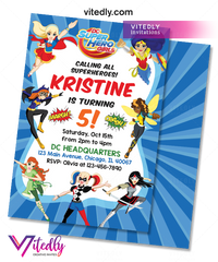 DC Superhero Girl Birthday Invitation, DC Superhero Girl Invitation
