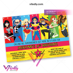 DC Superhero Girl Birthday Invite, DC Superhero Girl Invitation