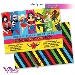 DC Superhero Girl Birthday Invite, DC Superhero Girl Invitation