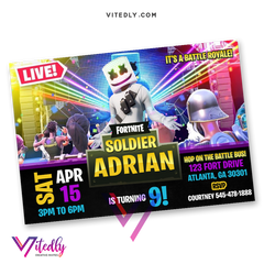DJ Marshmello Birthday Invitation