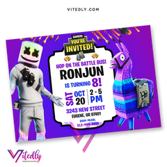 DJ Marshmello Birthday Invitation
