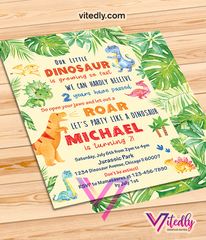 Dinosaur Birthday Invitation, Dino Invite, Dinosaur Invitation