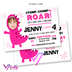 Dinosaur Birthday Invitation for Girls