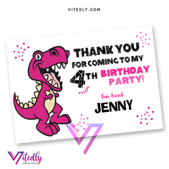 Dinosaur Thank you card for girls