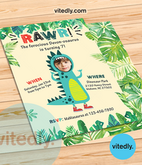 Dinosaur Theme Birthday Invitation, Dinosaur Invitation, Dinosaur Birthday Invitation
