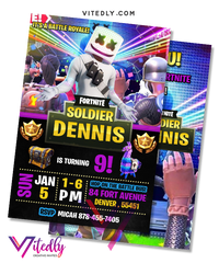 DJ Marshmello Invitation, DJ Marshmello Birthday Invitation