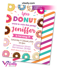Donut Birthday Invitation, Donut Invitation