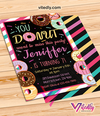 Donut Birthday Invitations, Donut Invitation