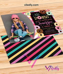 Donut Birthday Invitation with Photo, Donut Invitation