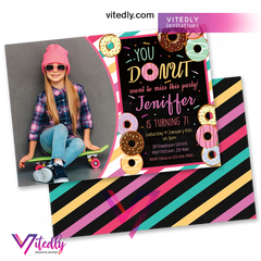 Donut Birthday Invitation with Photo, Donut Invitation