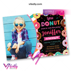 Donut Birthday Invitations with Photo, Donut Invitation