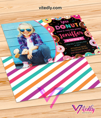 Donut Birthday Invitations with Photo, Donut Invitation