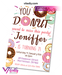 Donut Invitation, Donut Birthday Invitation