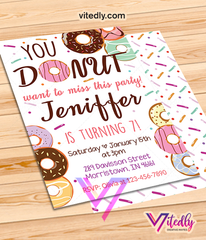 Donut Invitation, Donut Birthday Invitation
