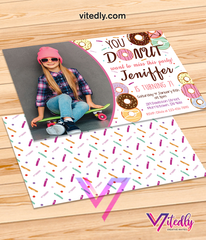 Donut Invitation with Photo, Donut Birthday Invitation