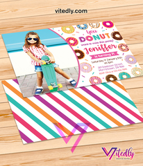 Donut Invitations with Photo, Donut Birthday Invitation