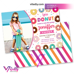 Donut Invitations with Photo, Donut Birthday Invitation