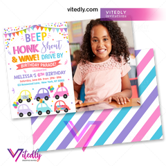 Drive By Birthday Parade Invitation with Photo