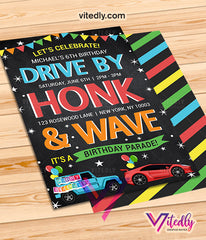 Drive By Birthday Parade Invitation for boys