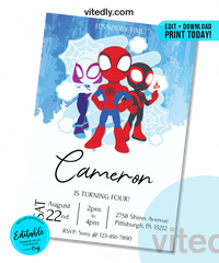 Editable Spidey and His Amazing Friends Birthday Invitation, Editable Spidey and His Amazing Friends Invitation, INSTANT DOWNLOAD
