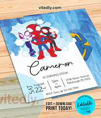 Editable Spidey and His Amazing Friends Birthday Invitation, Editable Spidey and His Amazing Friends Invitation, INSTANT DOWNLOAD