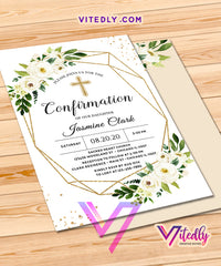 Elegant Floral Confirmation Invitation