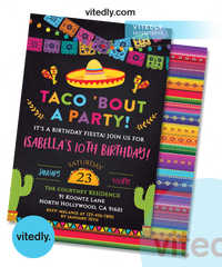 Taco Bout a Party Invitation for Girls, Fiesta Birthday Party Invite for Girls, Mexican Invitation for Girls, Cactus Invite, Taco Invitation Chalkboard
