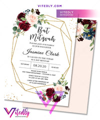 Floral Bat Mitzvah Invitation