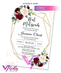 Floral Bat Mitzvah Invitation