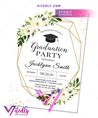 Floral Elegant Graduation Party Invitation
