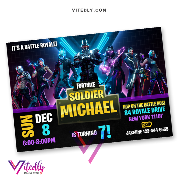 Fortnite Invitation Season 10 with FREE Thank you card! – Vitedly