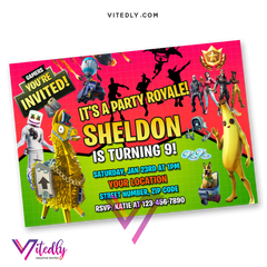 Fortnite Birthday Invitations, DJ Marshmello Birthday Invitations