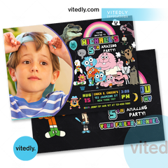 Amazing world of Gumball Birthday Invitation, Gumball Birthday, Gumball Birthday Invitation, Gumball Party