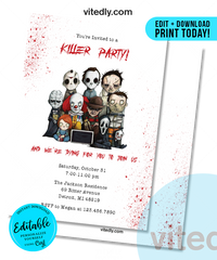 Editable Halloween Invitation | Editable | INSTANT DOWNLOAD | Halloween Party Invitation | Movie Killers Invitation