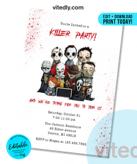 Editable Halloween Invitation | Editable | INSTANT DOWNLOAD | Halloween Party Invitation | Movie Killers Invitation