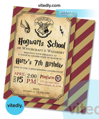 Wizard Birthday Party Invitation, Hogwarts School Magic Invite, Harry Potter Invitation