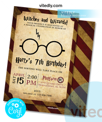 Editable Wizard Birthday Party Invitation, Editable Hogwarts School Magic Invite, Editable Harry Potter Invitation, Harry Potter invitation instant download
