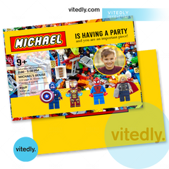 LEGO Party Invite with Photo | Marvel LEGO Invitation