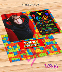 LEGO Invitations with Photo, Building Blocks Invitations with Photo